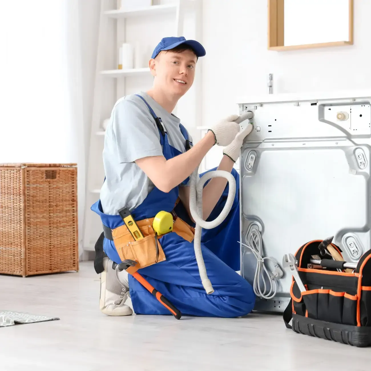 Ramson Appliances technician repairing a built-in appliance in Clermont, FL